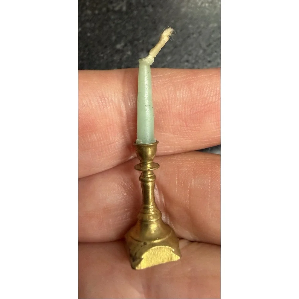 Clare-Bell Brass Works CB Vintage Miniature Set 2 Candlesticks & Snuffer USA